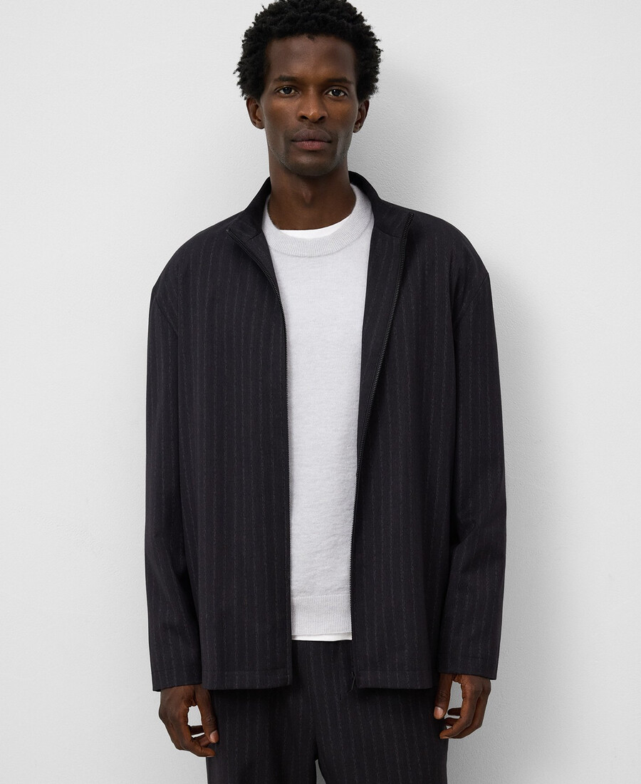 striped zip-up overshirt man