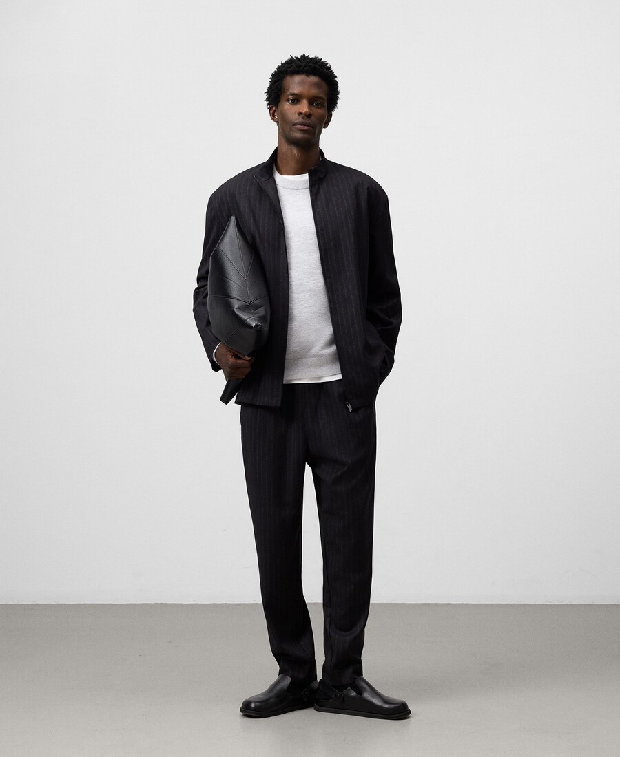 striped zip-up overshirt man