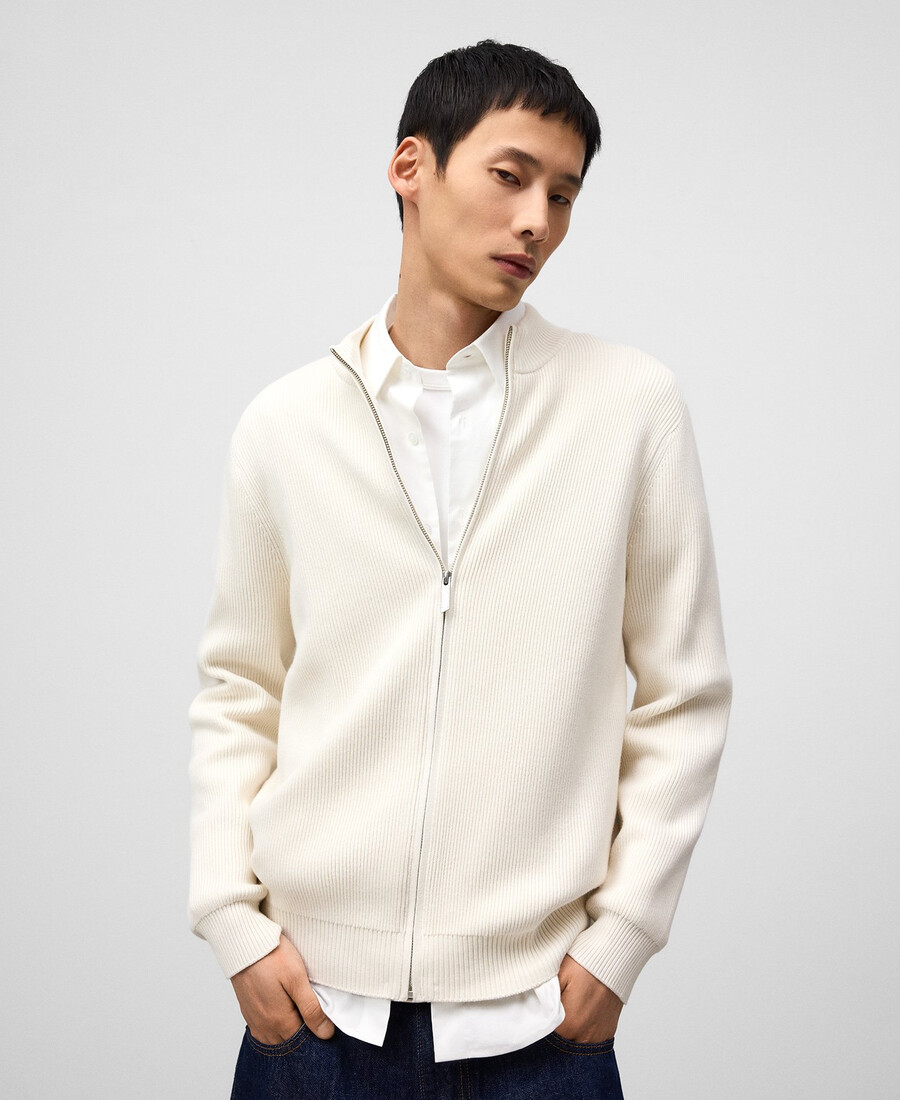organic cotton ribbed knit cardigan man