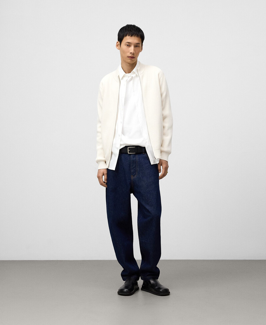 organic cotton ribbed knit cardigan man