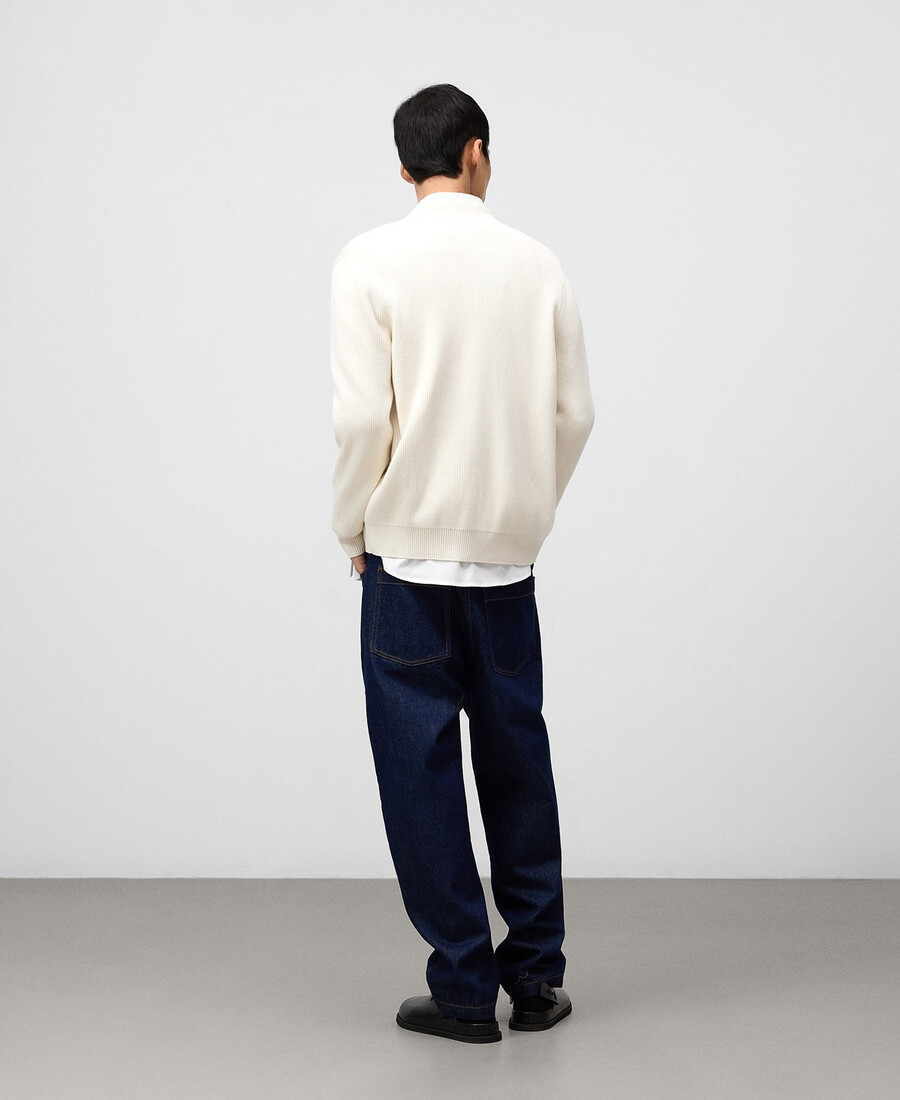organic cotton ribbed knit cardigan man