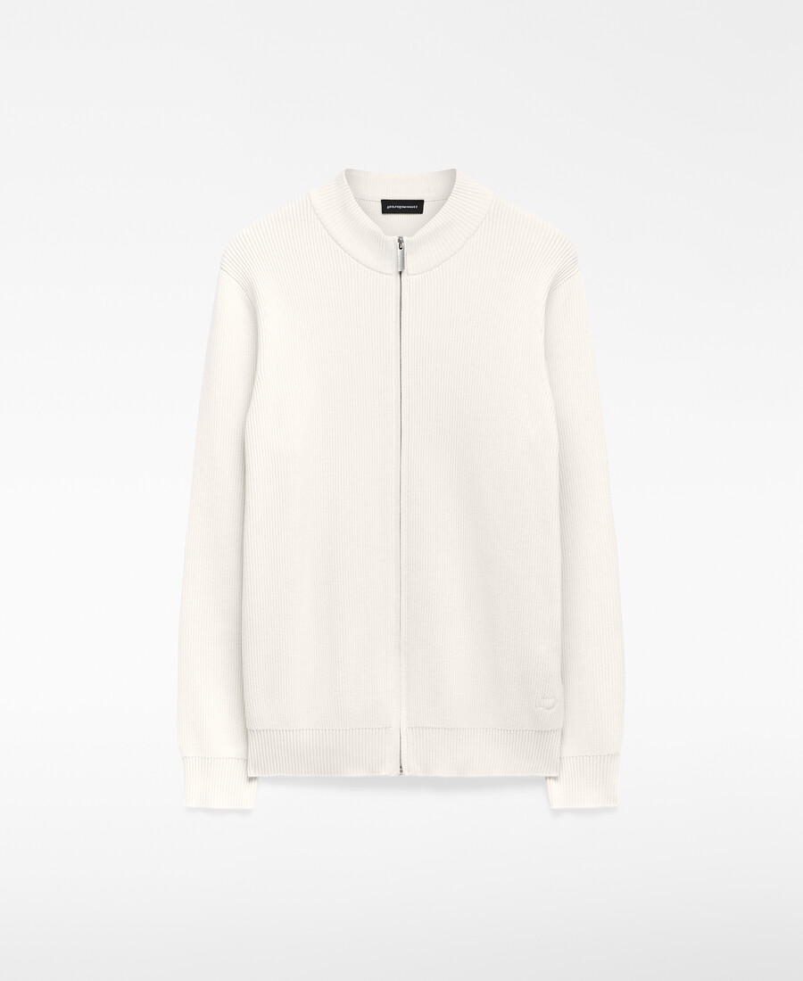 organic cotton ribbed knit cardigan man