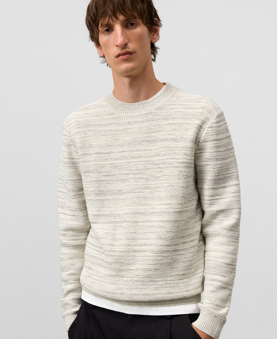 striped melange knit sweater man