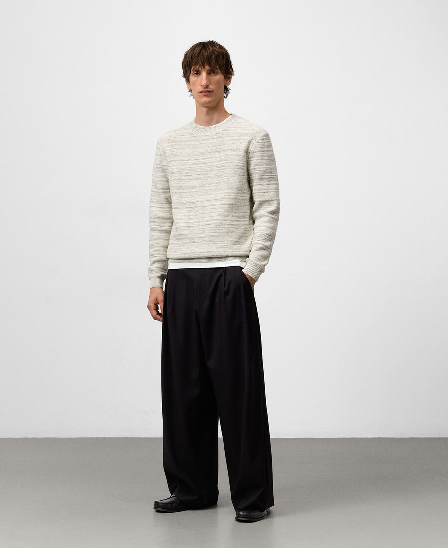 striped melange knit sweater man