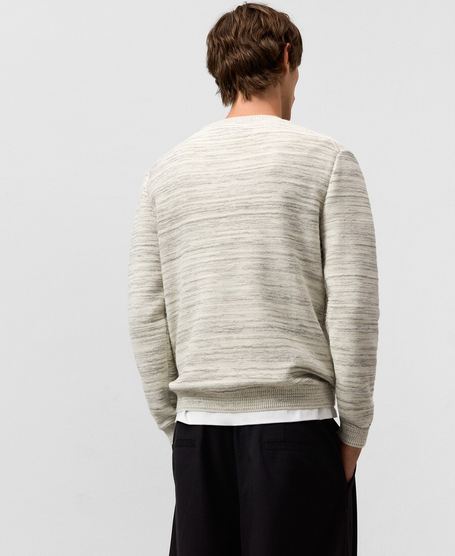 striped melange knit sweater man
