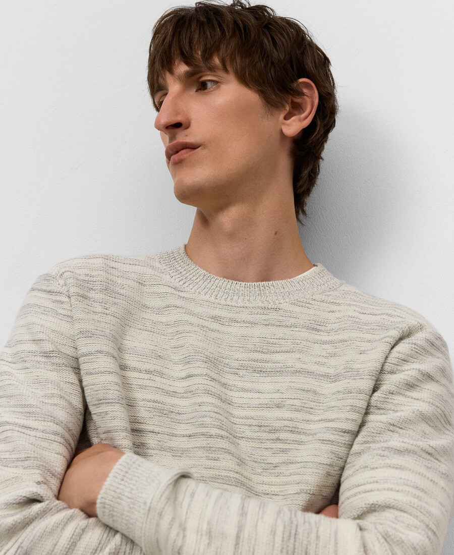 striped melange knit sweater man
