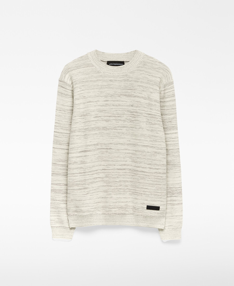 striped melange knit sweater man