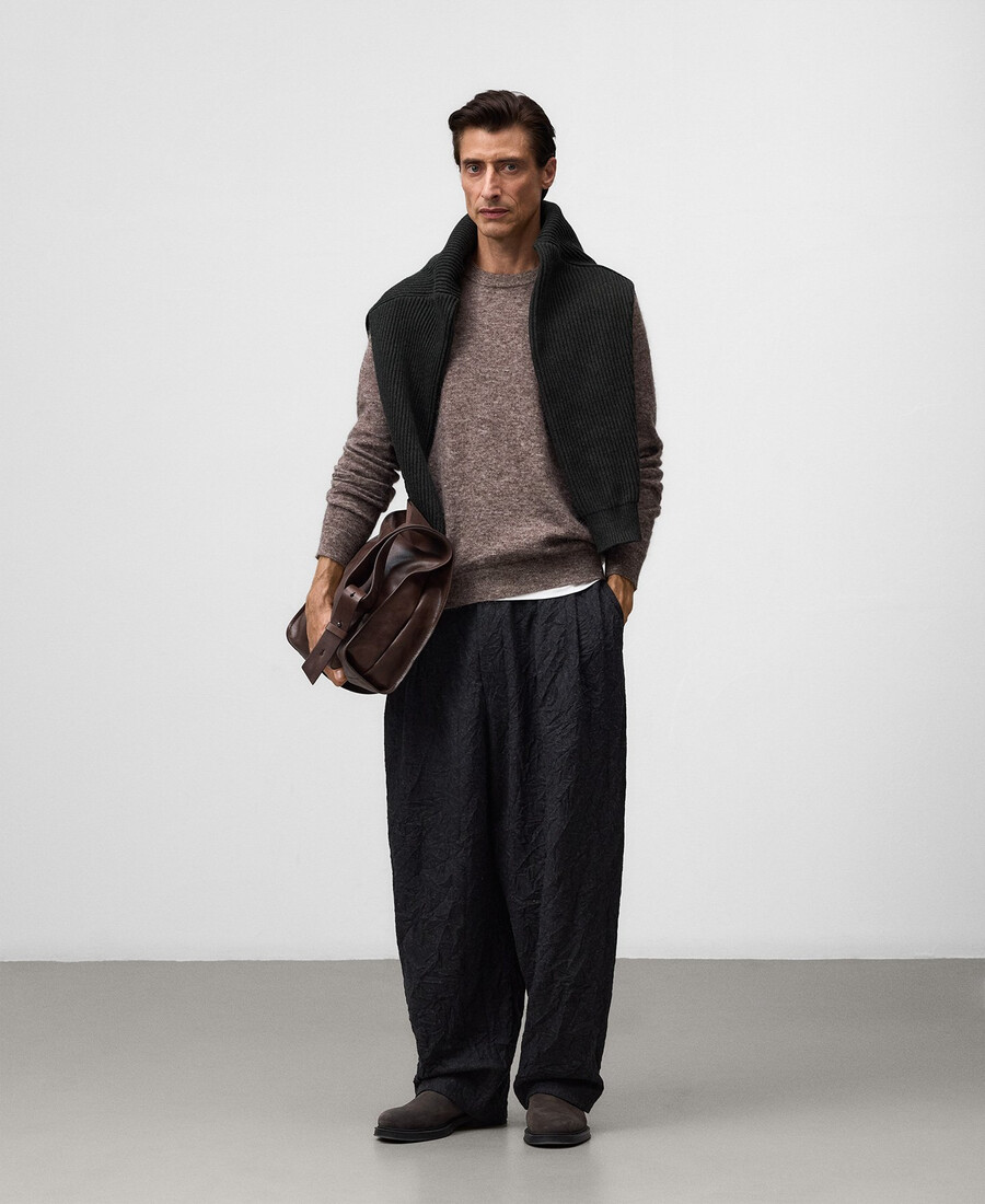 knitted sweater with mohair and wool man