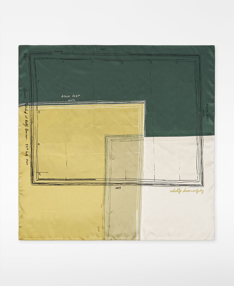 map-printed square scarf woman