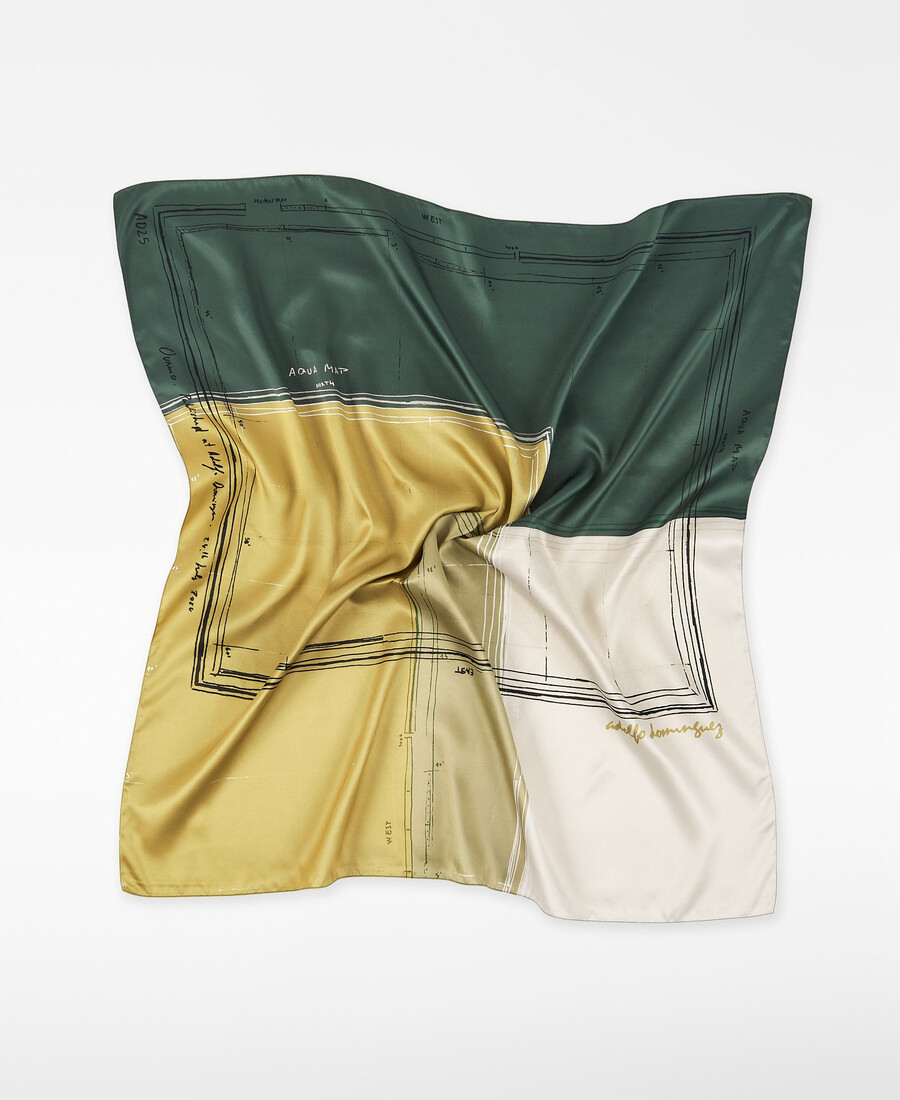 map-printed square scarf woman