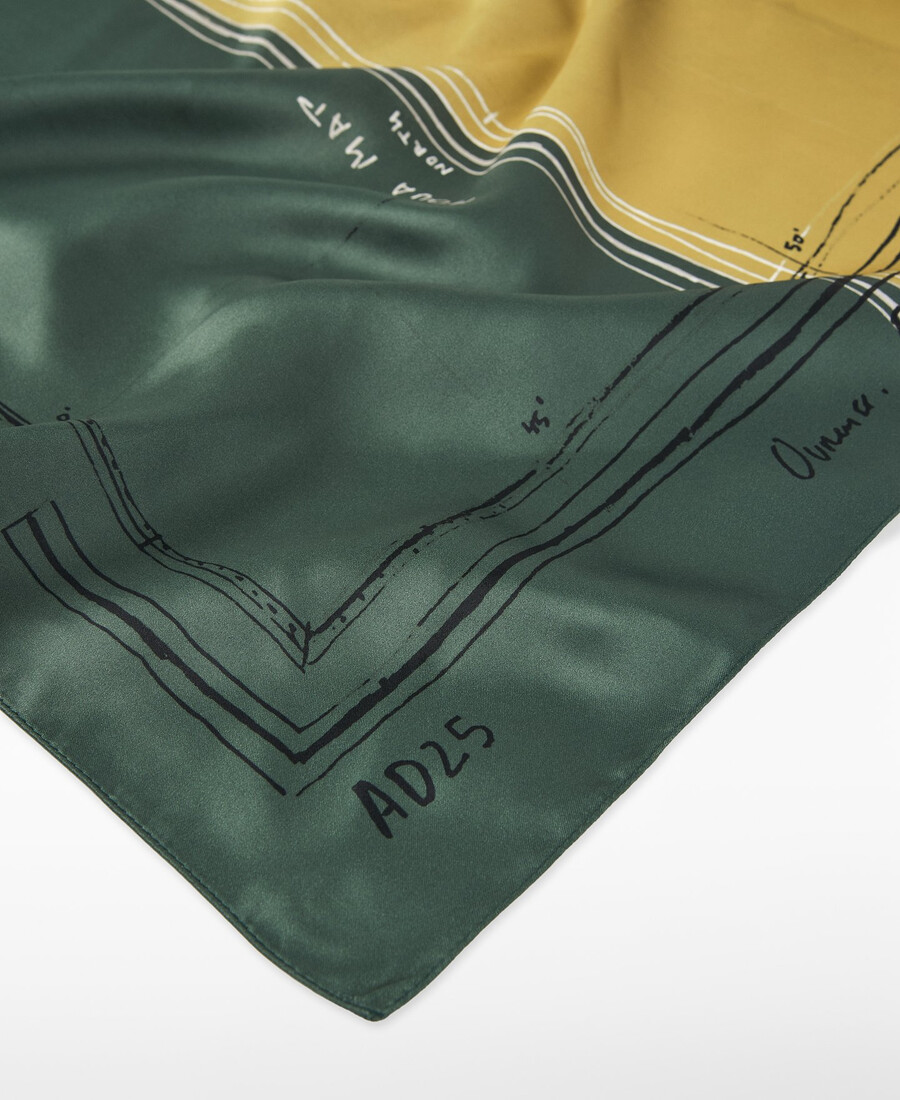 map-printed square scarf woman