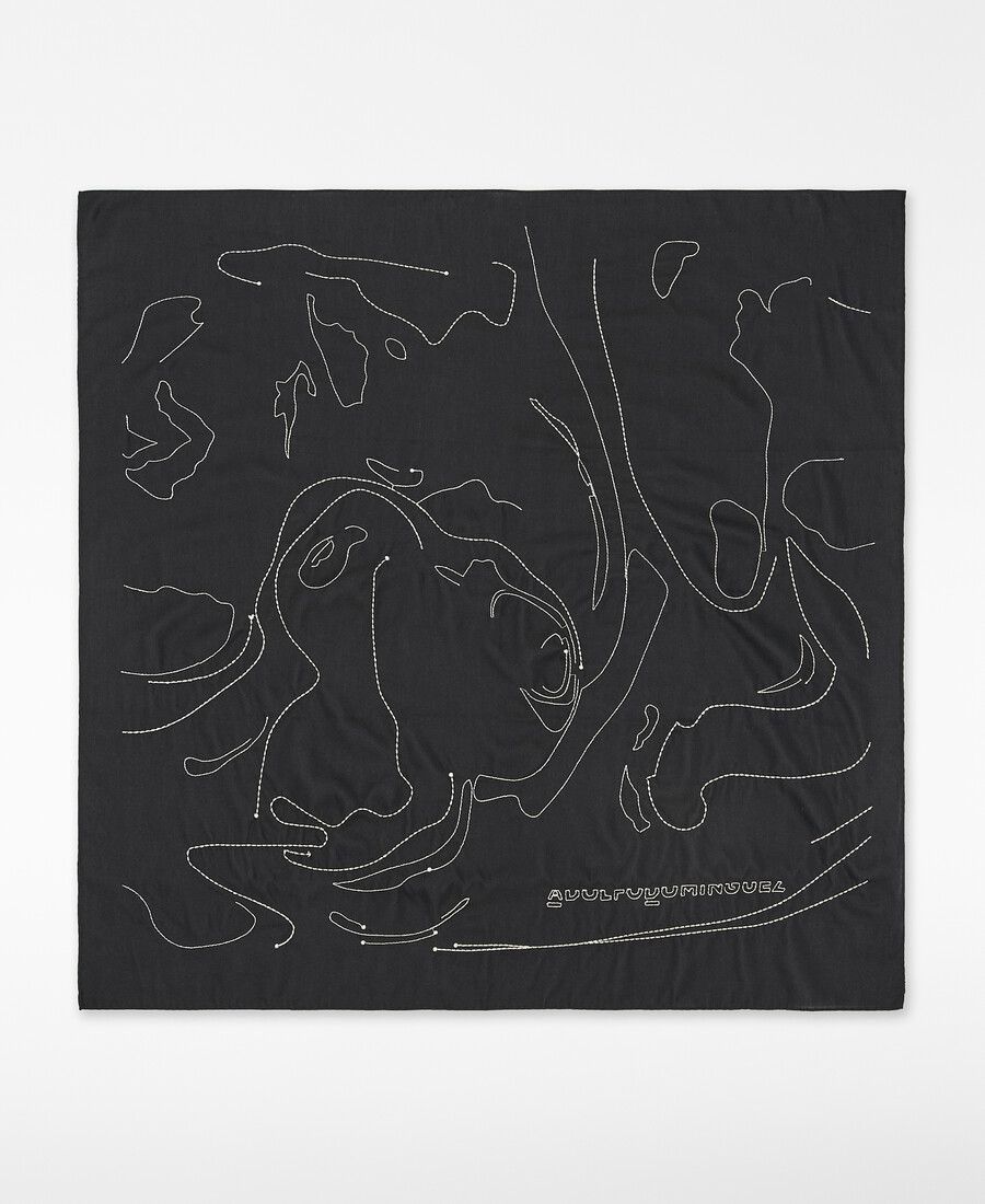 embroidered square scarf woman