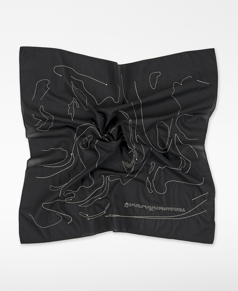 embroidered square scarf woman